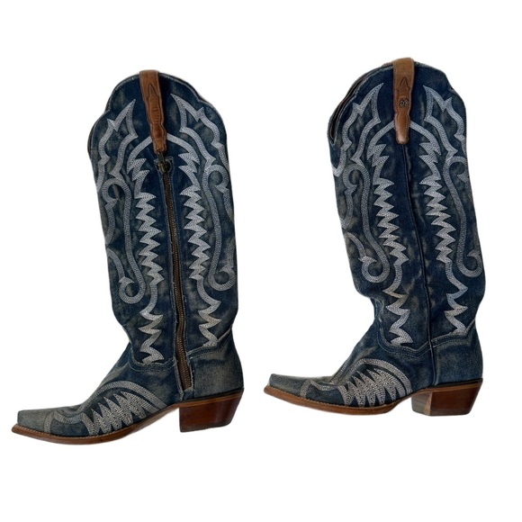 DAN POST WOMEN'S DENIM DARLIN' TALL WESTERN BOOTS - SNIP TOE - Picture 3 of 8